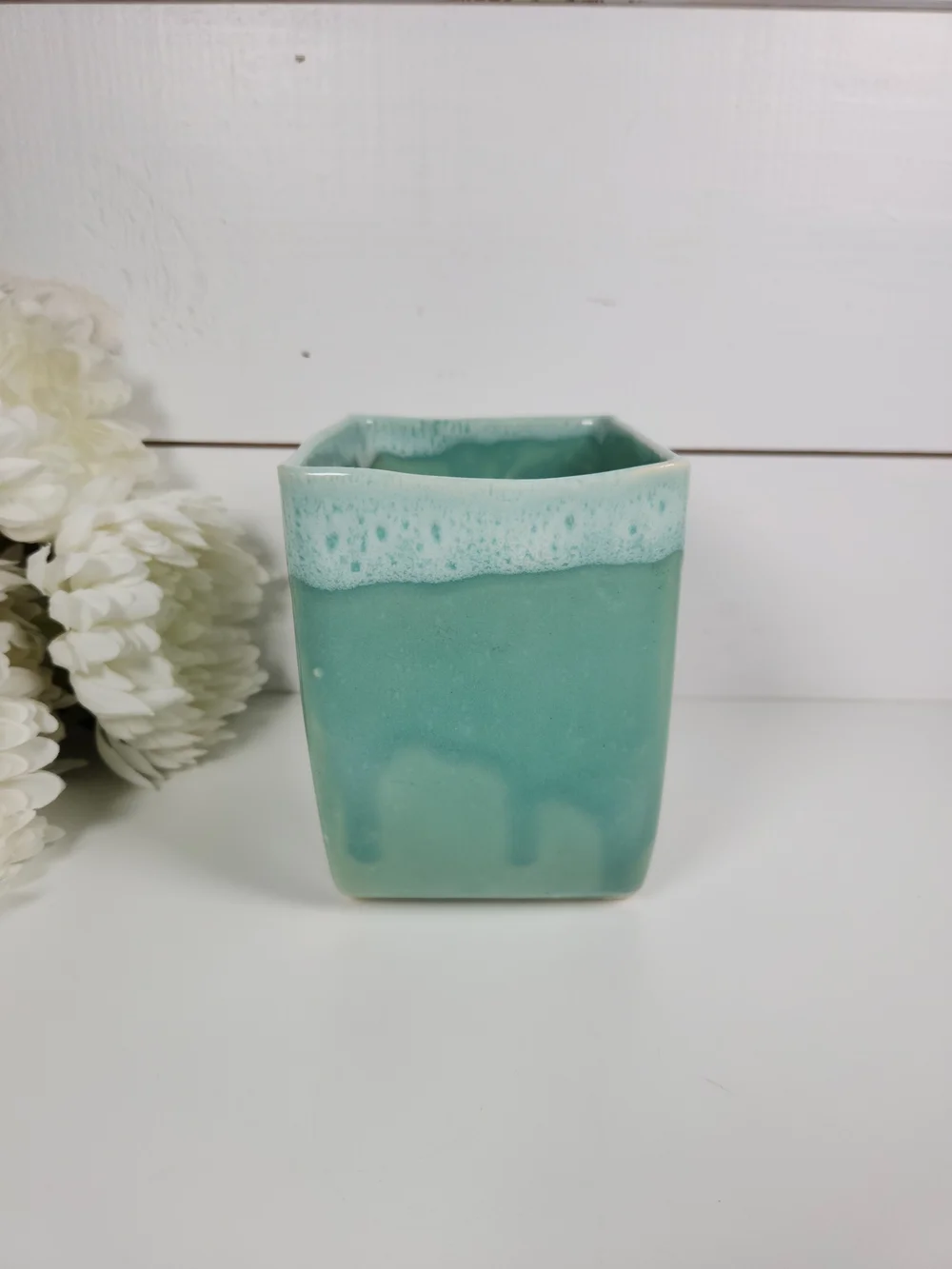 Vintage Upco USA 34 Seafoam Green Pottery Vase | Mid Century Planter | Retro